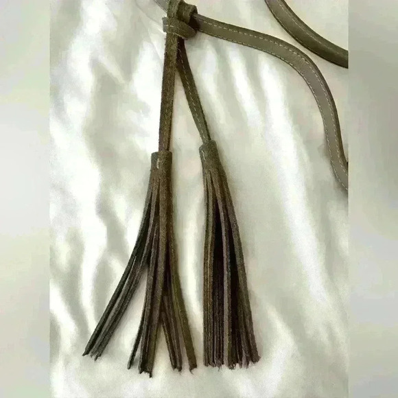 American Eagle Taupe Leather Crossbody Bag - Picture 9 of 11